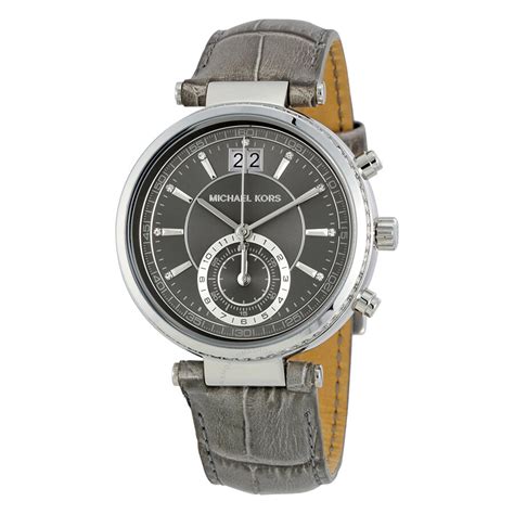 michael kors mk2432 grau|Michael Kors Sawyer Grey Dial Grey Leather Ladies .